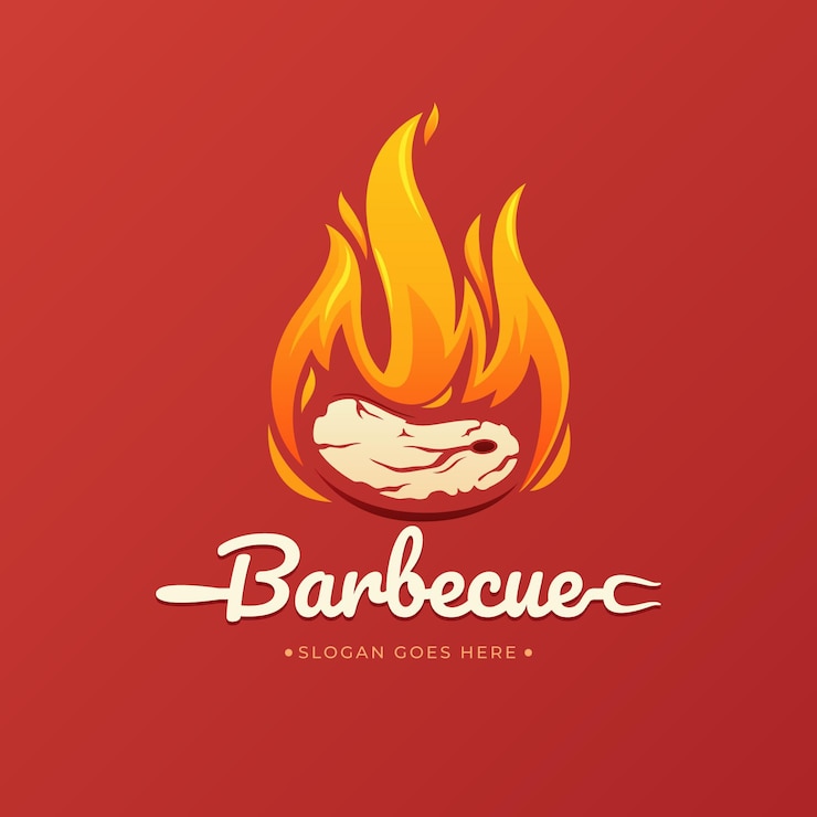 Vettore gratuito modello logo barbecue sfumato