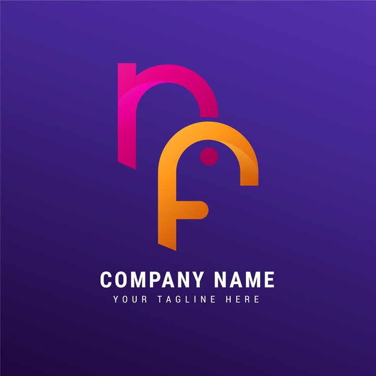 Vettore gratuito modello logo gradiente nf o fn