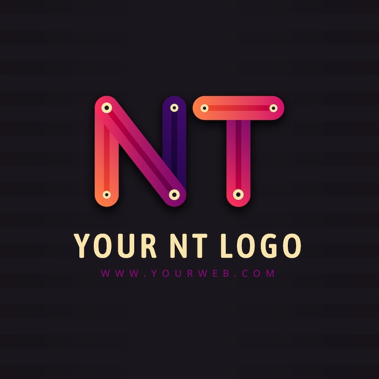 Vettore gratuito modello logo gradiente nt o tn