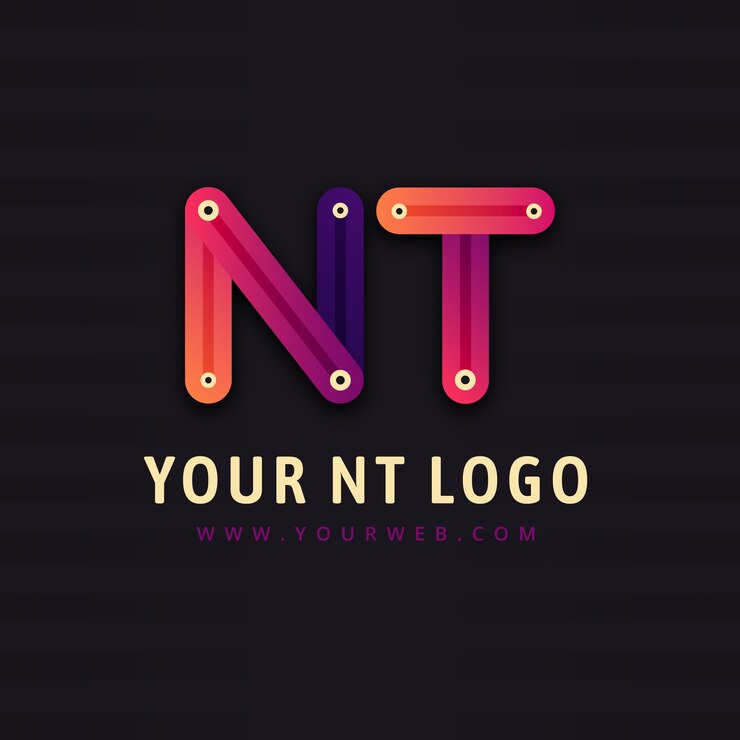 Vettore gratuito modello logo gradiente nt o tn