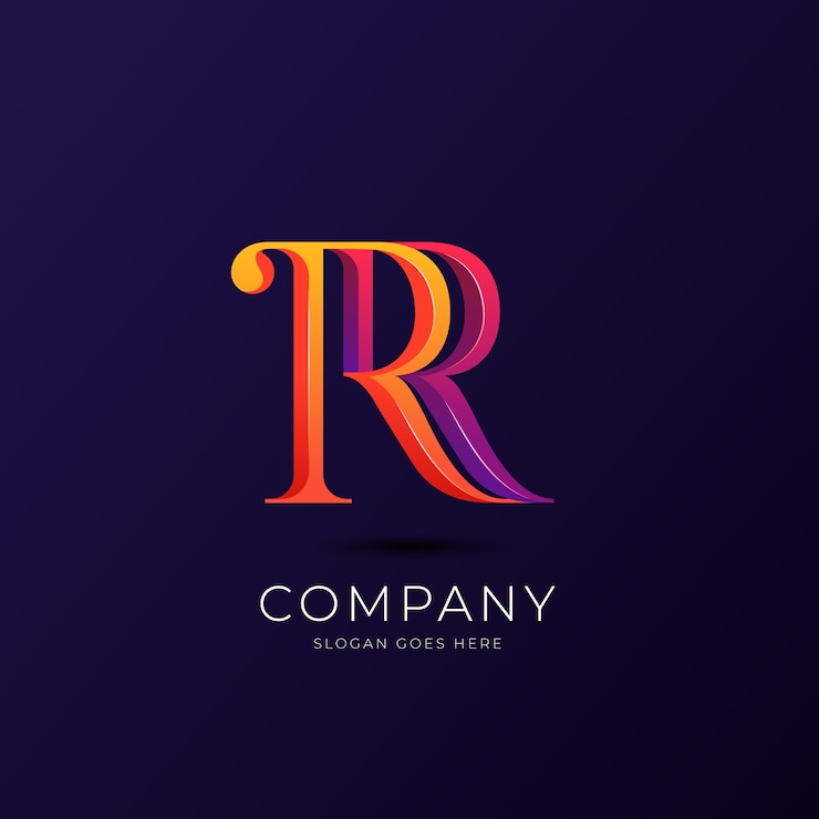 Vettore gratuito modello logo gradiente rr
