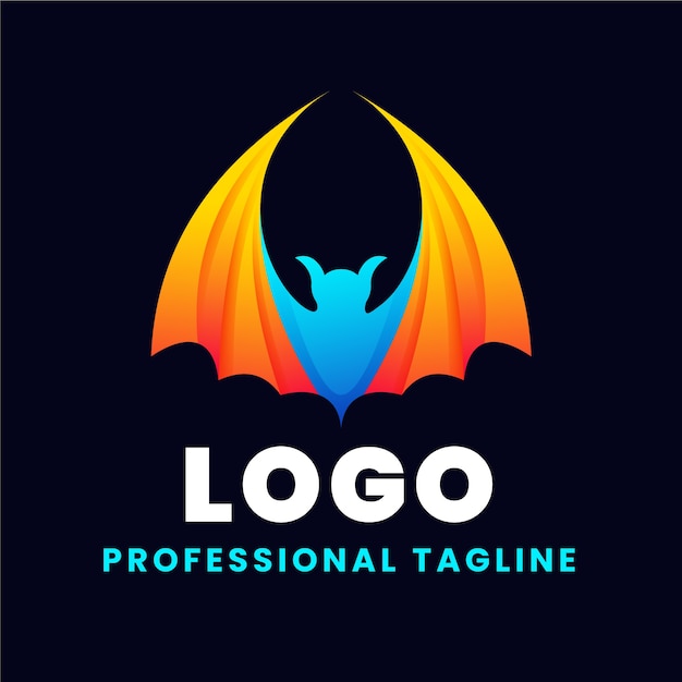 Modello logo pipistrello colorato sfumato