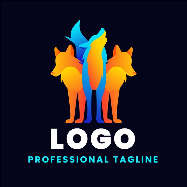 Modello logo wolfpack colorato sfumato