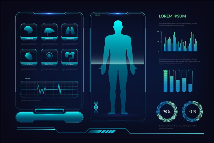 Vettore gratuito modello medico infographic futuristico