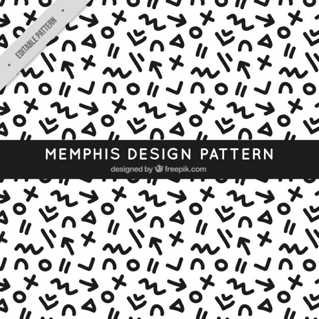 Vettore gratuito modello memphis in bianco e nero