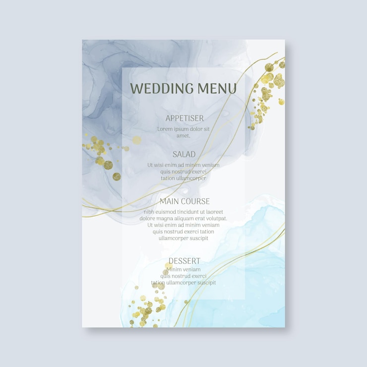 Vettore gratuito modello minimale per menu di nozze