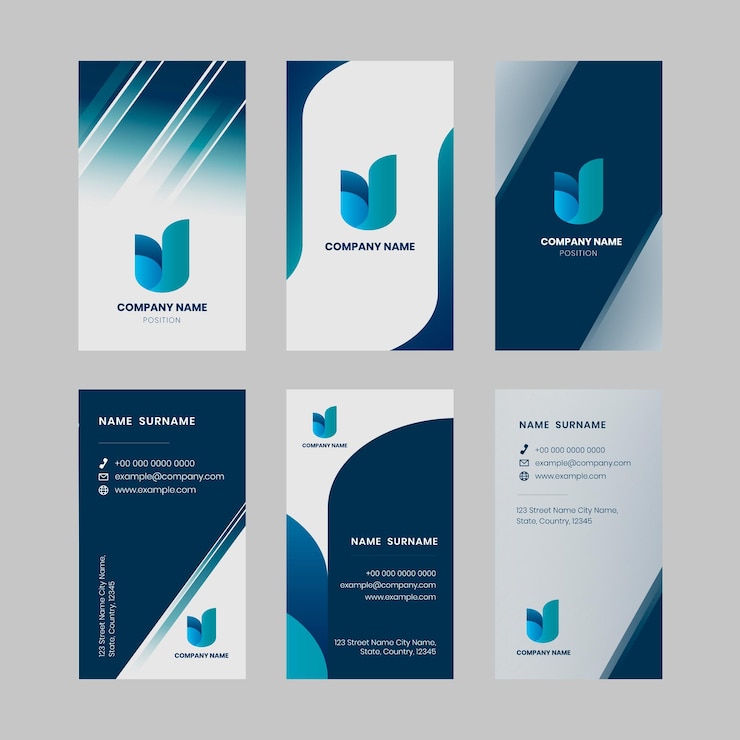 Vettore gratuito modello modificabile biglietto da visita set tono blu