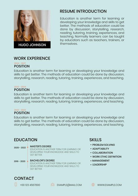 Modello modificabile di curriculum creativo per la ricerca di lavoro