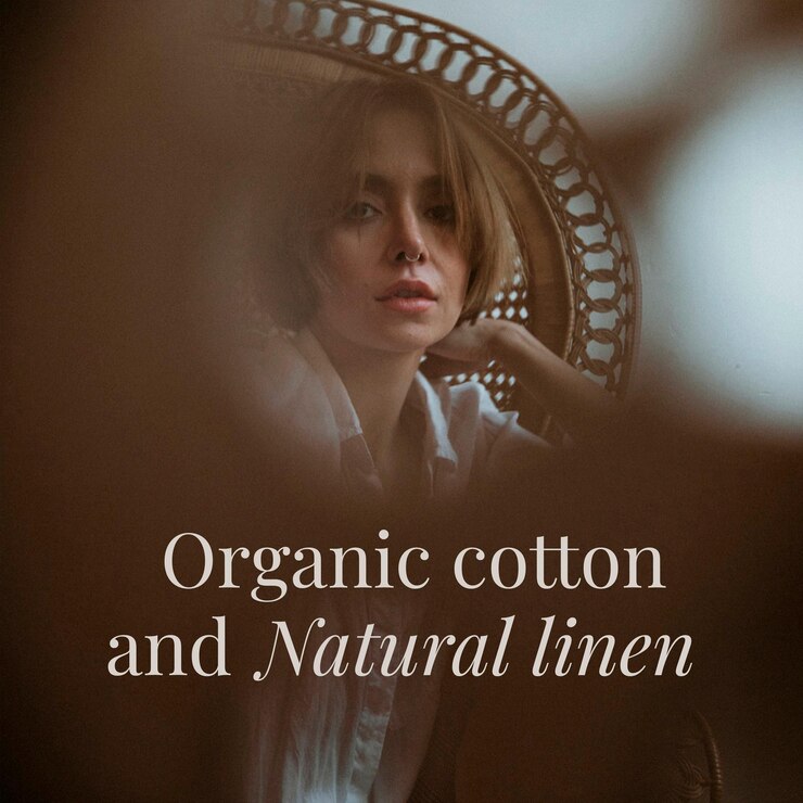 Vettore gratuito modello modificabile moda vintage cotone organico e lino naturale