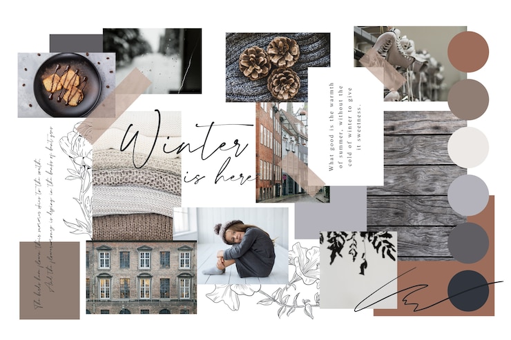 Vettore gratuito modello moodboard in marrone