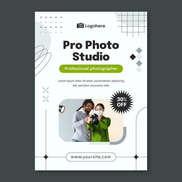 Modello per fotografo di design piatto