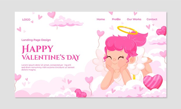 Modello piatto della pagina di destinazione di san valentino