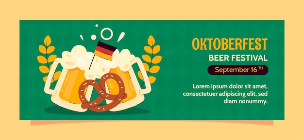 Modello piatto di copertina dei social media per la celebrazione del festival della birra dell'oktoberfest
