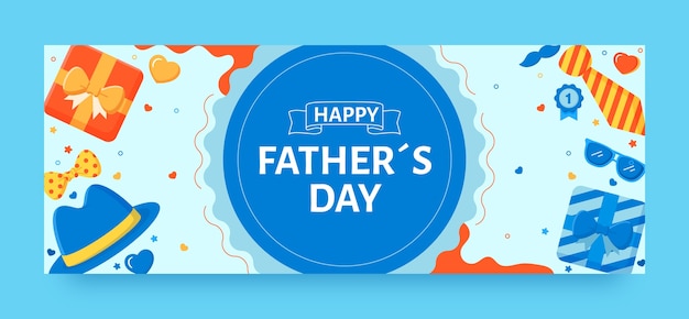 Modello piatto di copertina dei social media per la celebrazione della festa del papà
