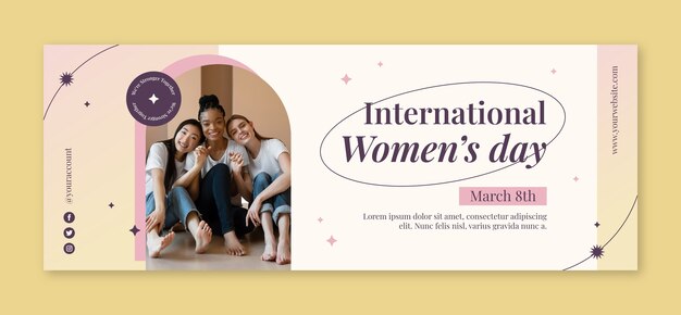 Modello piatto di copertina dei social media per la celebrazione della festa della donna