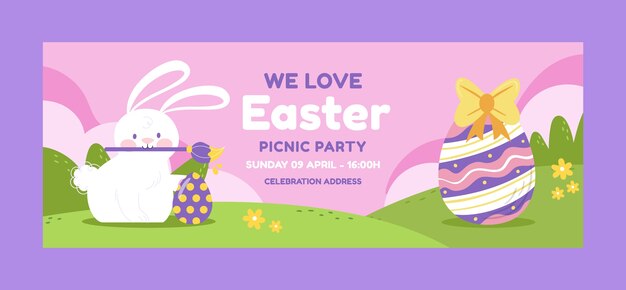 Modello piatto di copertina dei social media per la celebrazione della Pasqua