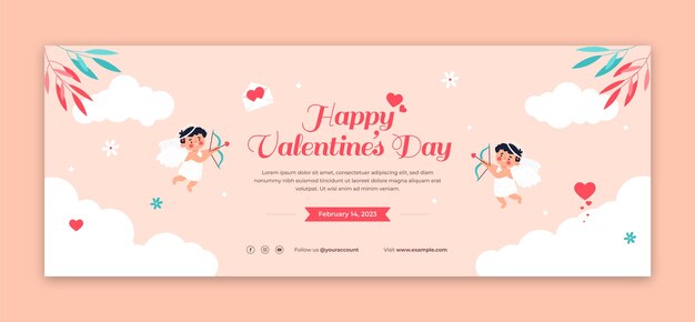 Modello piatto di copertina dei social media per la celebrazione di san valentino