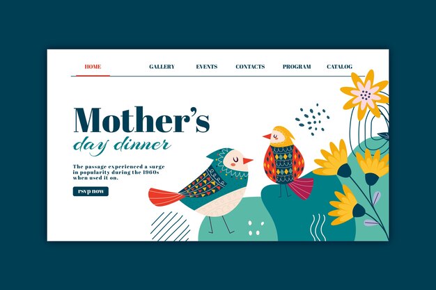 Modello piatto di pagina di destinazione per la festa della mamma