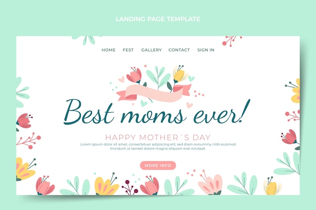 Modello piatto di pagina di destinazione per la festa della mamma