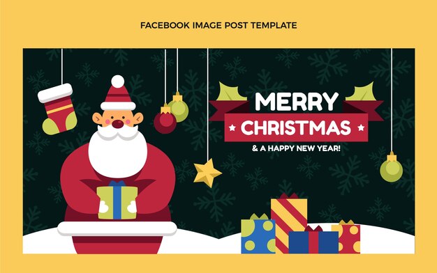 Modello piatto di post sui social media di Natale