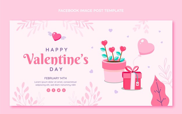 Modello piatto di post sui social media di San Valentino