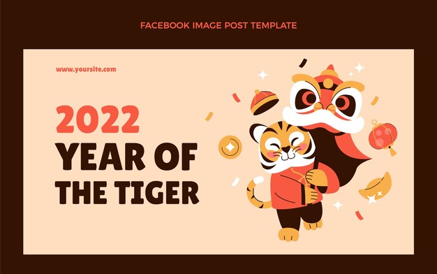 Modello piatto di post sui social media per il capodanno cinese
