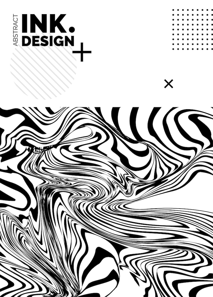 Vettore gratuito modello poster linee nere sfondi ondulati astratti alla moda motivi a righe senza soluzione di continuità linee e increspature verticali effetti ottici geometria stampa di moda per tessuti e tessuti