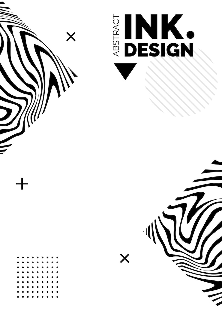 Vettore gratuito modello poster linee nere sfondi ondulati astratti alla moda motivi a righe senza soluzione di continuità linee e increspature verticali effetti ottici geometria stampa di moda per tessuti e tessuti
