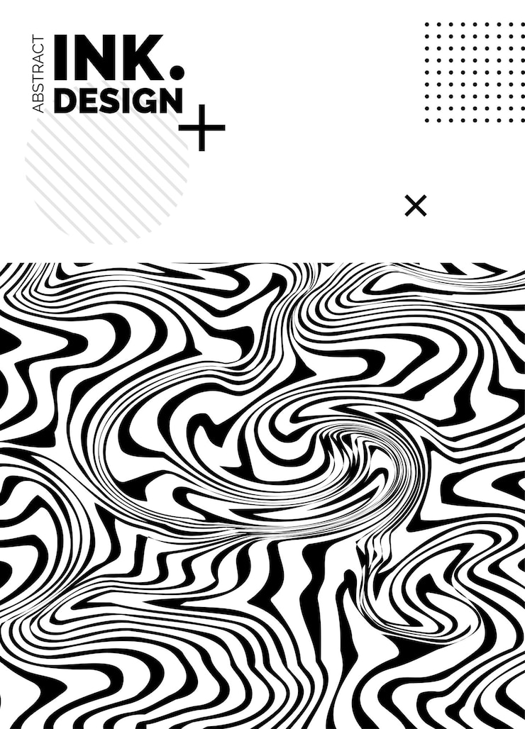 Vettore gratuito modello poster linee nere sfondi ondulati astratti alla moda motivi a righe senza soluzione di continuità linee e increspature verticali effetti ottici geometria stampa di moda per tessuti e tessuti