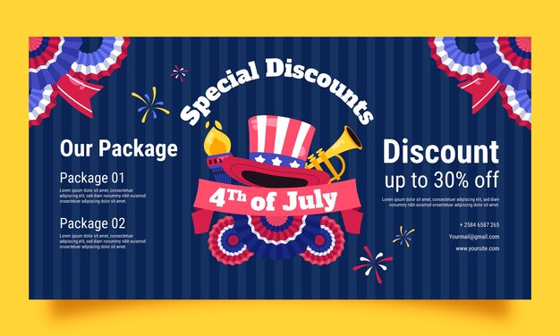 Modello promozionale dei social media per la celebrazione delle vacanze del 4 luglio americano
