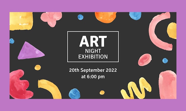 Modello promozionale di social media dell'evento della mostra d'arte dell'acquerello