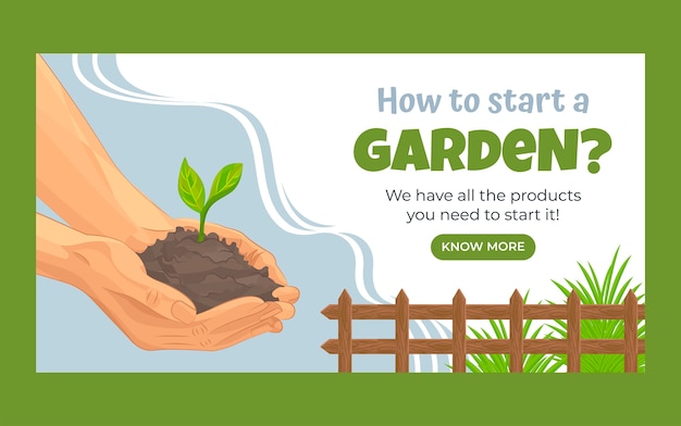 Modello promozionale di social media di giardinaggio piatto