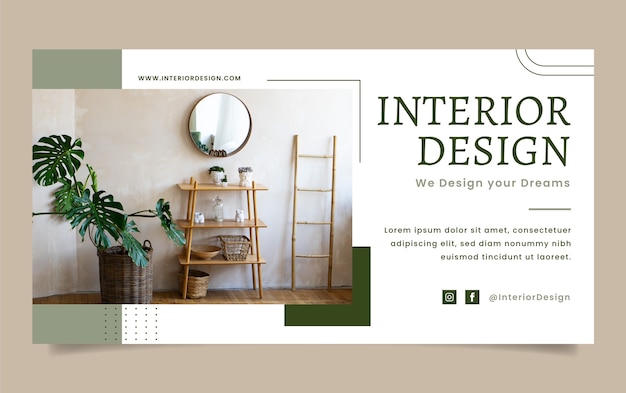 Modello promozionale di social media di interior design e arredamento per la casa