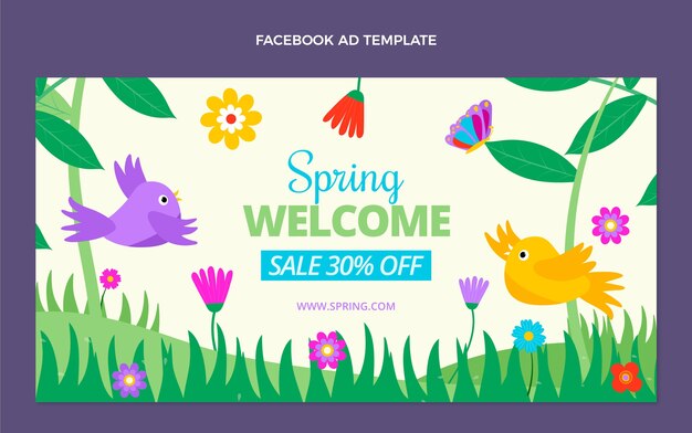 Modello promozionale di social media di primavera piatta
