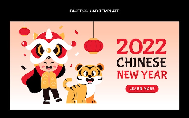 Modello promozionale di social media piatto capodanno cinese