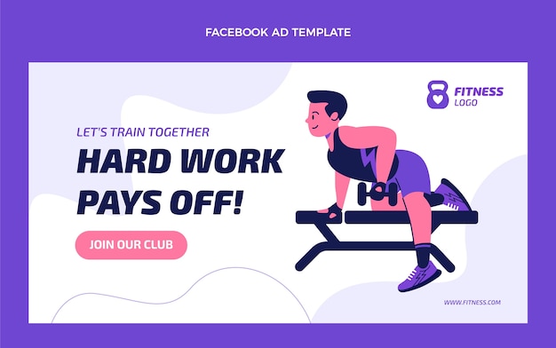 Modello promozionale per social media fitness piatto