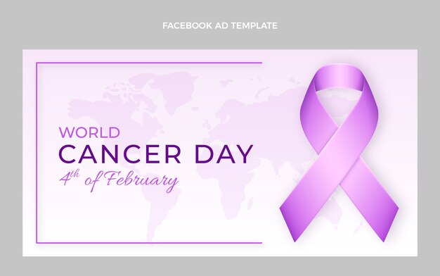 Modello promozionale realistico per i social media della giornata mondiale del cancro