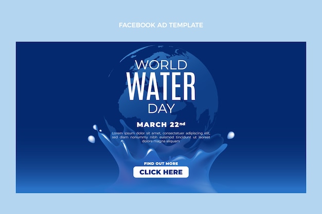 Modello promozionale realistico per i social media della giornata mondiale dell'acqua
