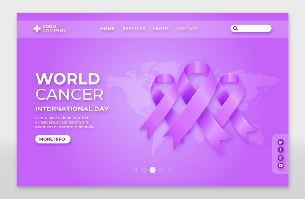 Modello realistico della pagina di destinazione della giornata mondiale del cancro