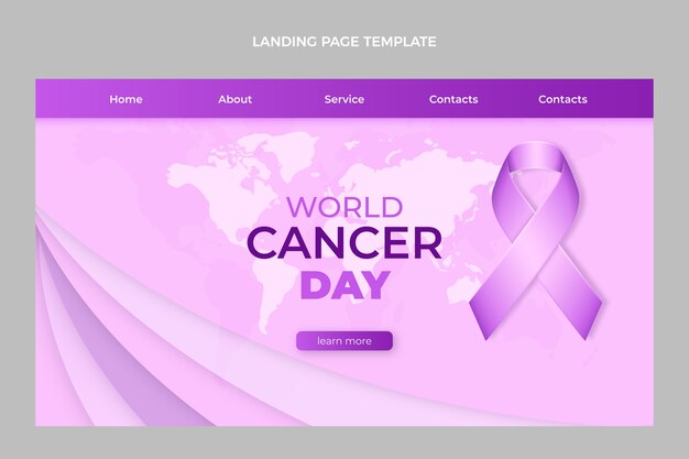 Modello realistico della pagina di destinazione della giornata mondiale del cancro