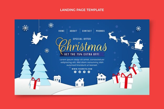 Modello realistico della pagina di destinazione di Natale