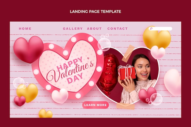 Modello realistico della pagina di destinazione di San Valentino