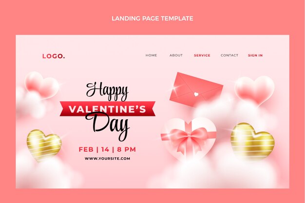 Modello realistico della pagina di destinazione di San Valentino