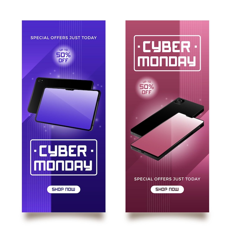 Vettore gratuito modello realistico di banner cyber lunedì