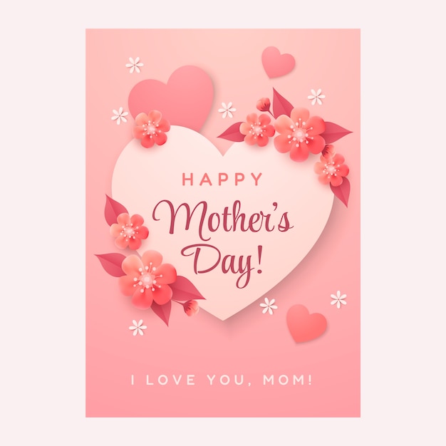 Modello realistico di biglietto di auguri per la festa della mamma