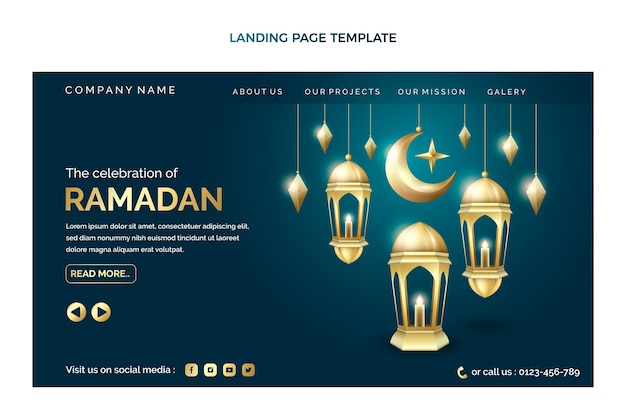 Modello realistico di pagina di destinazione del ramadan