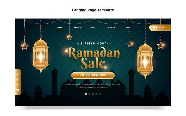 Modello realistico di pagina di destinazione del ramadan