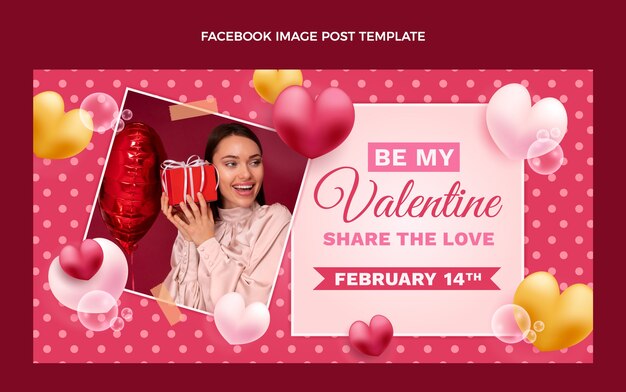 Modello realistico di post sui social media di San Valentino