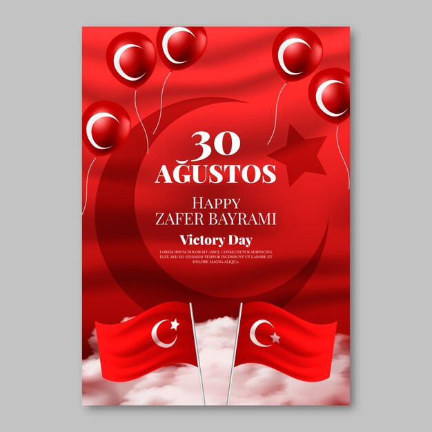 Modello realistico di poster da 30 agustos con palloncini