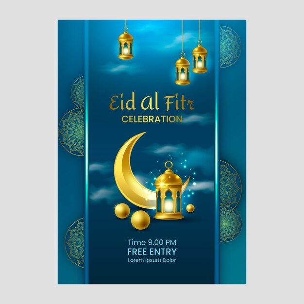 Modello realistico di poster eid al-fitr